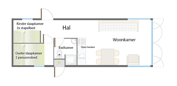 Plattegrond strandbungalow