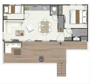 Seaside 4 personen (plattegrond strandhuisje Roompot) Seaside 4 personen (plattegrond strandhuisje Roompot)